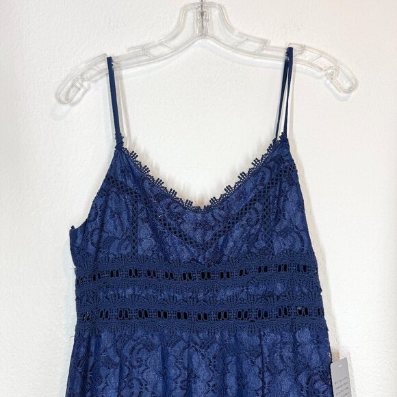 Blue Lace Mini Dress Cocktail Medium - Picture 5 of 14